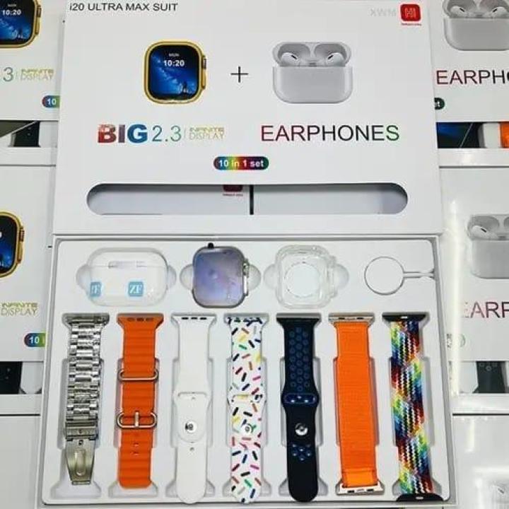 i20 Ultra Smart Watch With Earbuds And 7 Straps