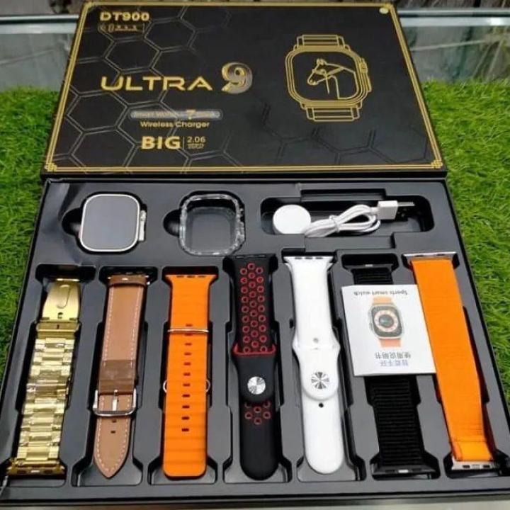 DT 900 7 In 1 Strap Ultra 9 Smart Watch - 49MM Dial - Full Touch Display - 7 Different Strap